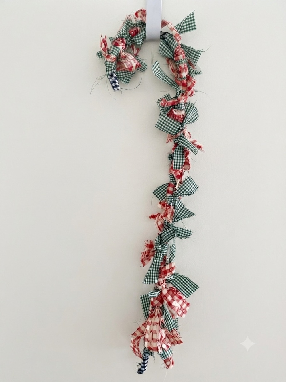 Christmas Red & Green Plaid Holiday Door Garland Candy Cane Shaped